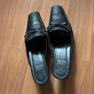 Designer heeled mules